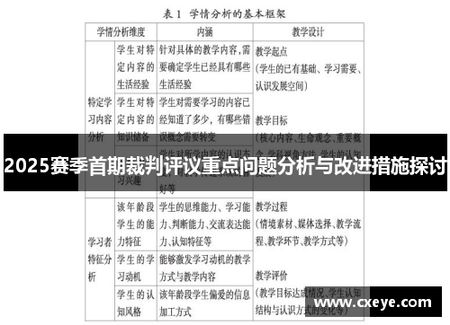 2025赛季首期裁判评议重点问题分析与改进措施探讨